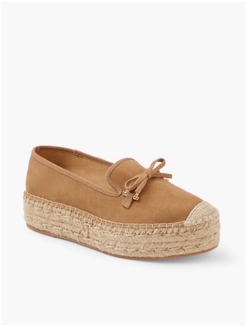 Talbots Quinn Espadrille Loafers Women Size 9M Tan Suede Platform Slip On
